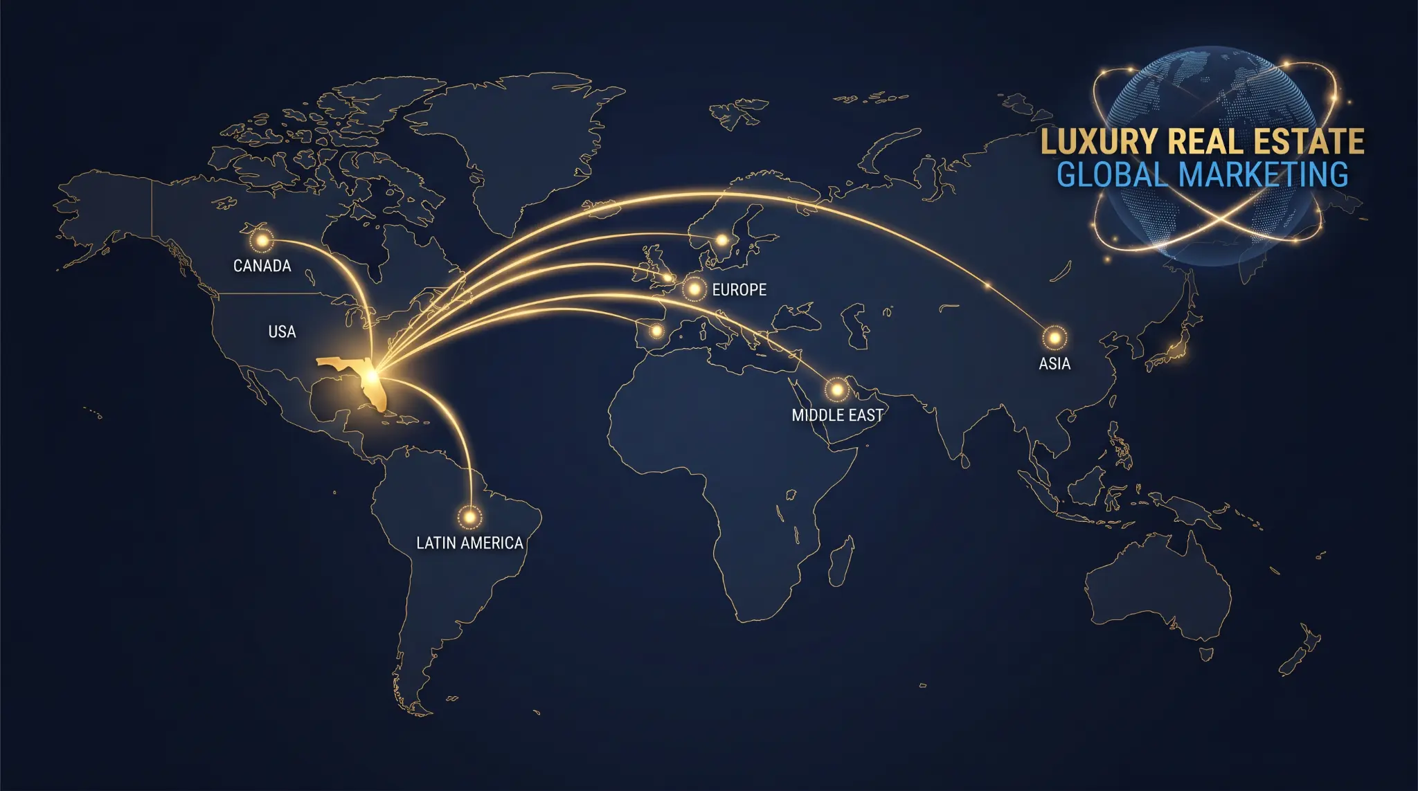 Map showing the property's global marketing reach