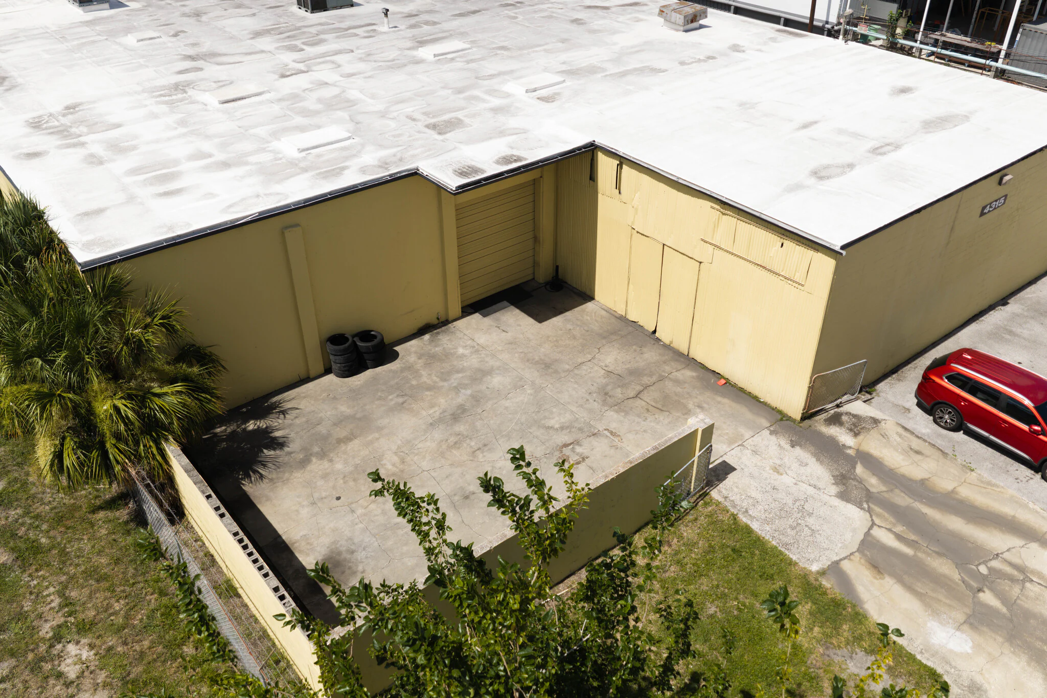 Top-down aerial view of the roof and site layout