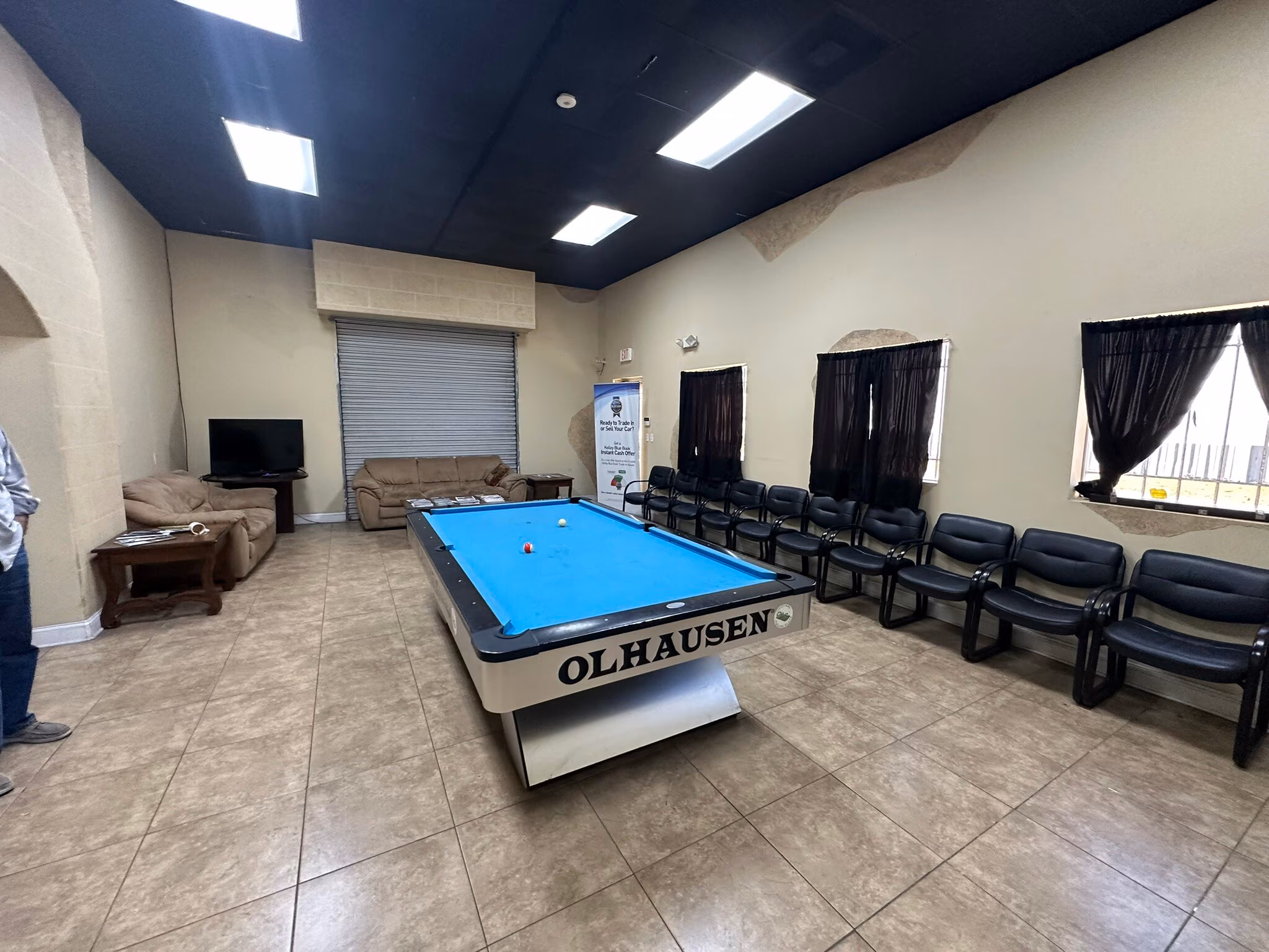 Large air conditioned warehouse room with columns